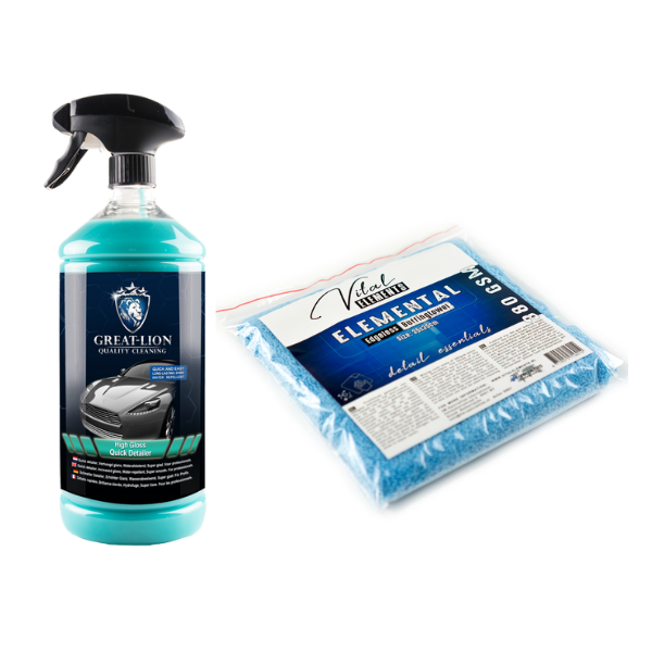 Combinatie High Gloss Quick Detailer en Element edgeless buffingtowel