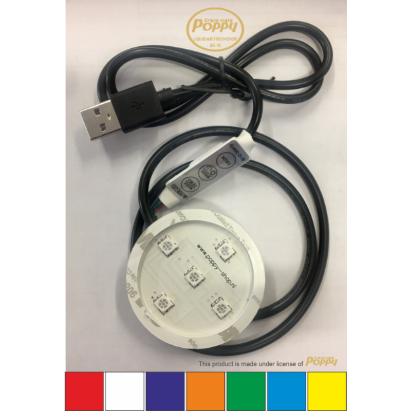 Poppy ledverlichting RGB 12-24 volt USB-aansluiting 7 kleuren